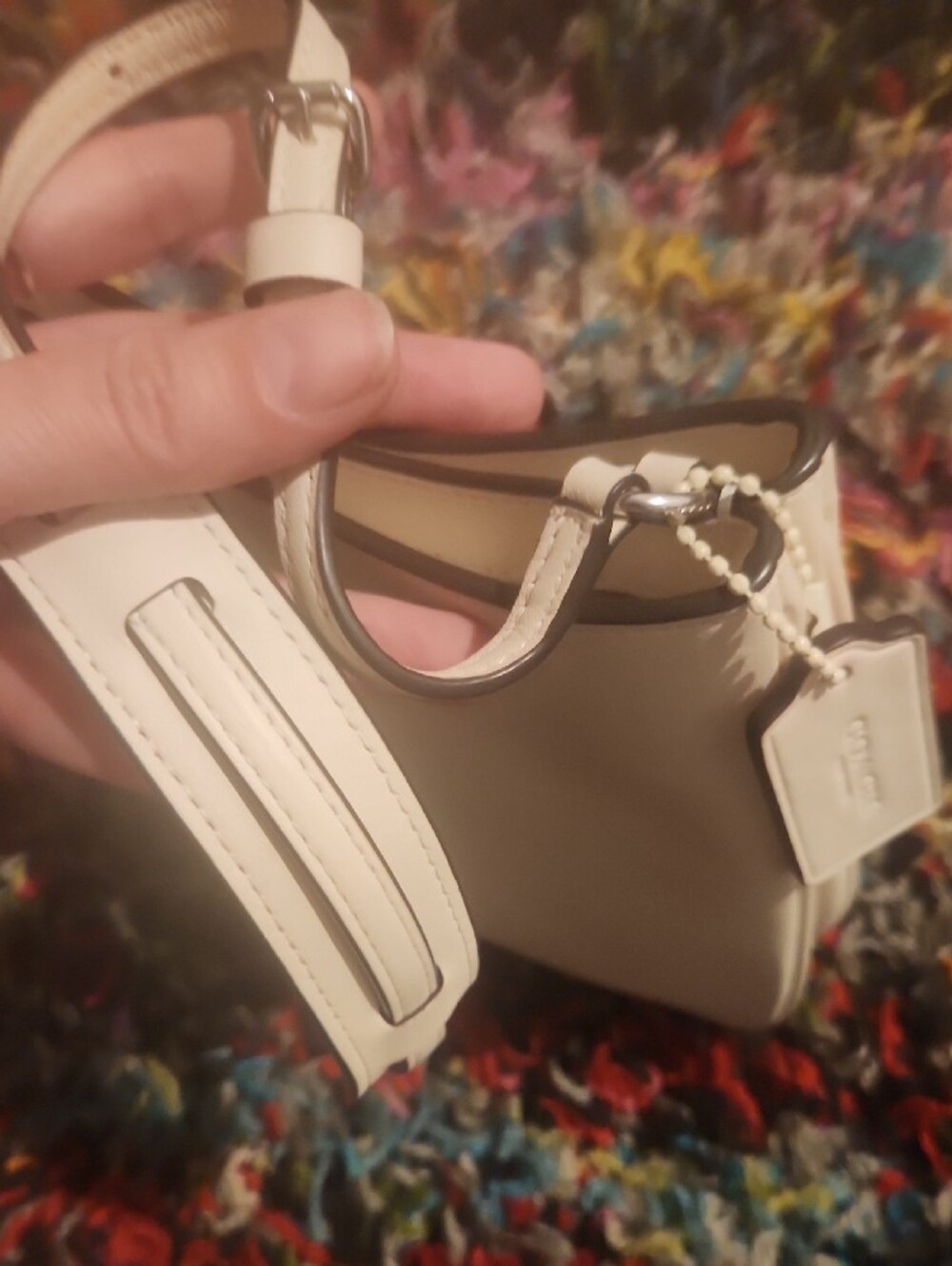 NWT Coach Cream Leather Shoulder Bag with Adjustable Strap - Picture 6 of 7
